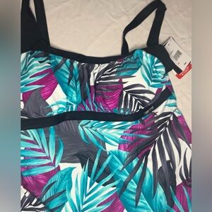 Tropical Leaf Print Ladies swim top